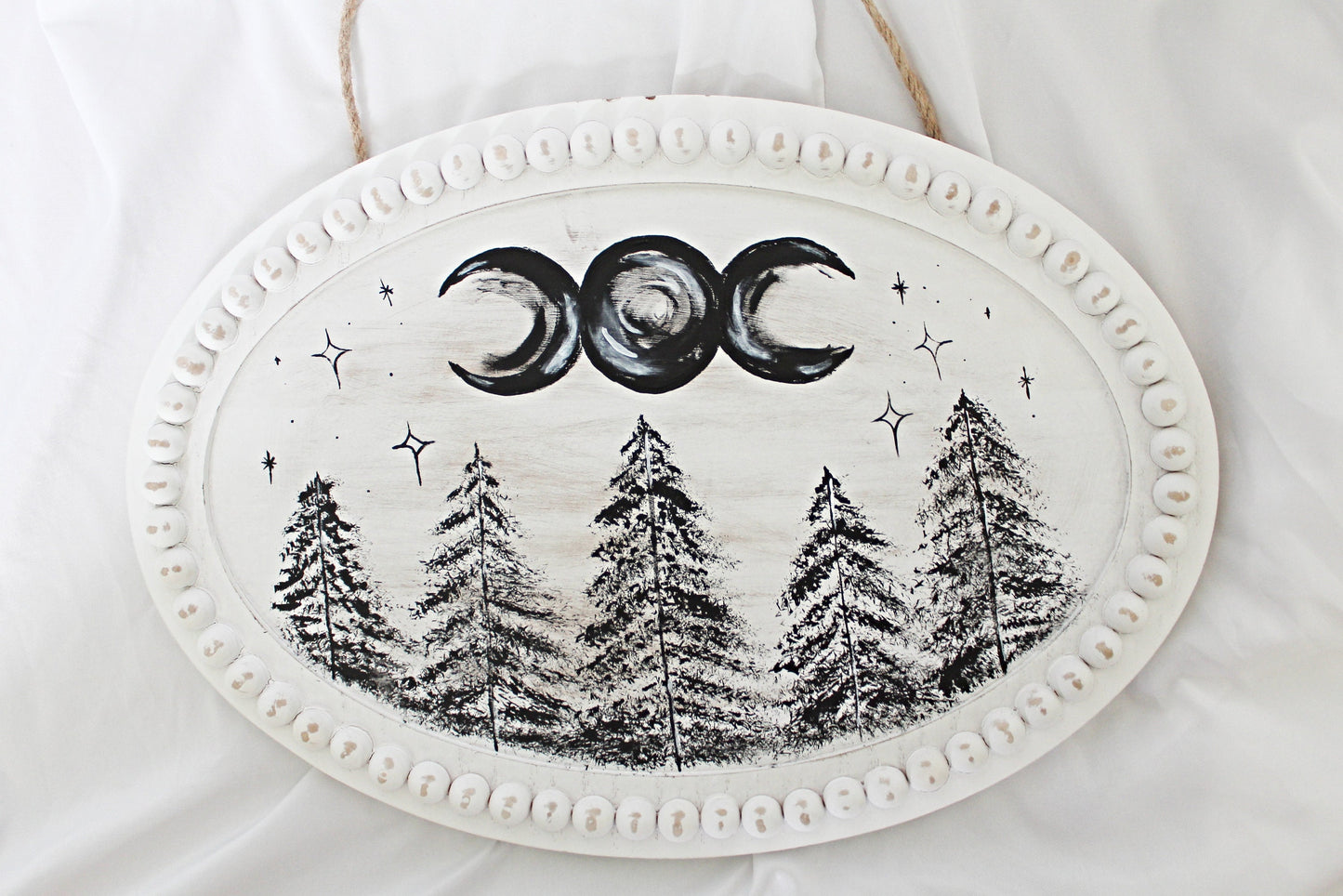 Witch Wall Hanging, Forest Wall Hanging, Triple Moon Symbol Wall Hanging, Witchy Décor - Wildflower Moon Magic