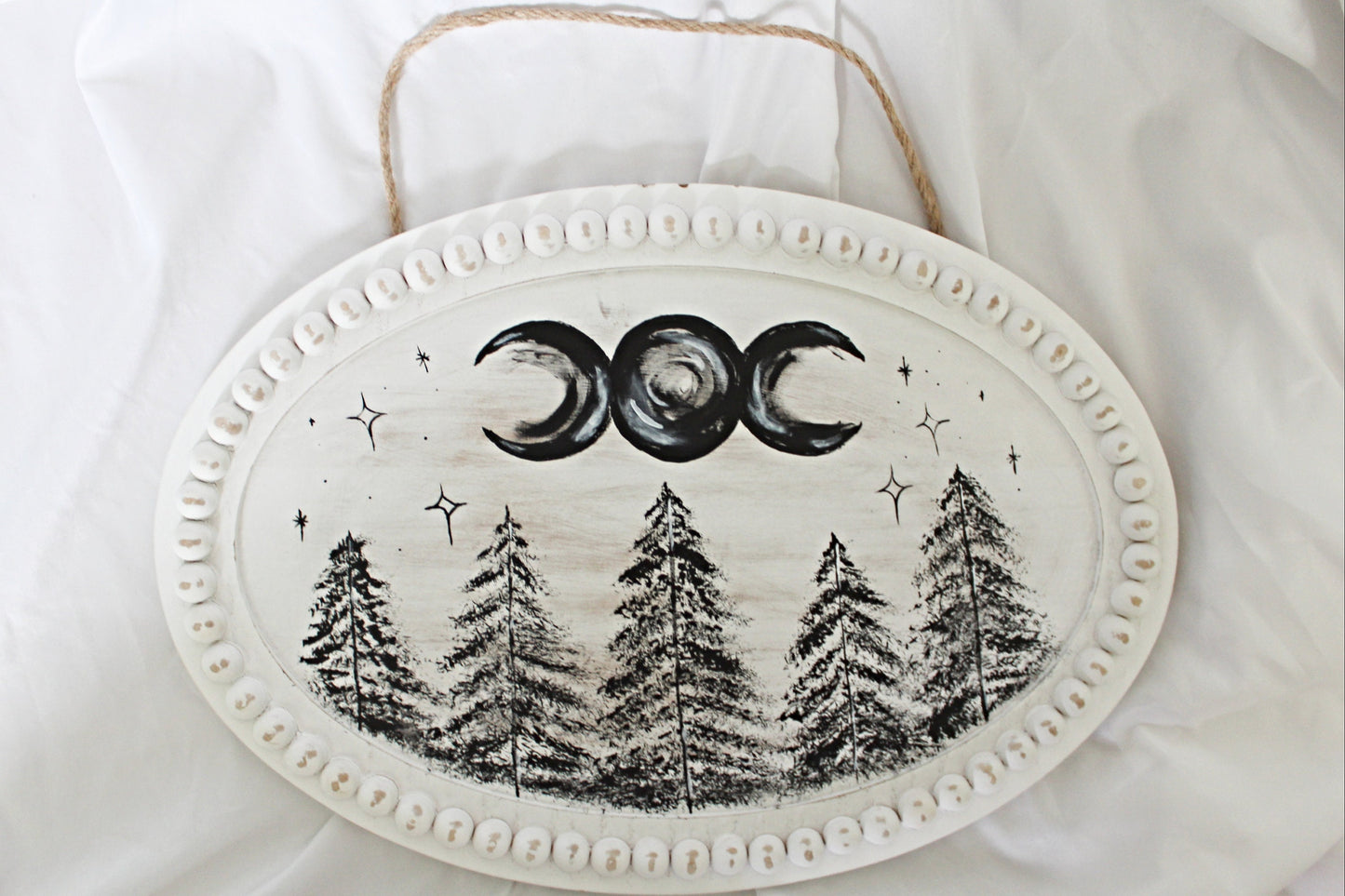 Witch Wall Hanging, Forest Wall Hanging, Triple Moon Symbol Wall Hanging, Witchy Décor - Wildflower Moon Magic