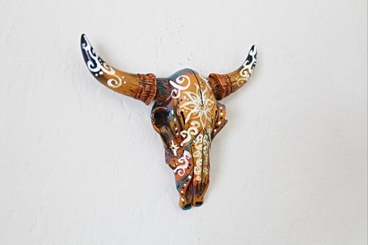 Miniature Bull Skull Floral Wall Hanging