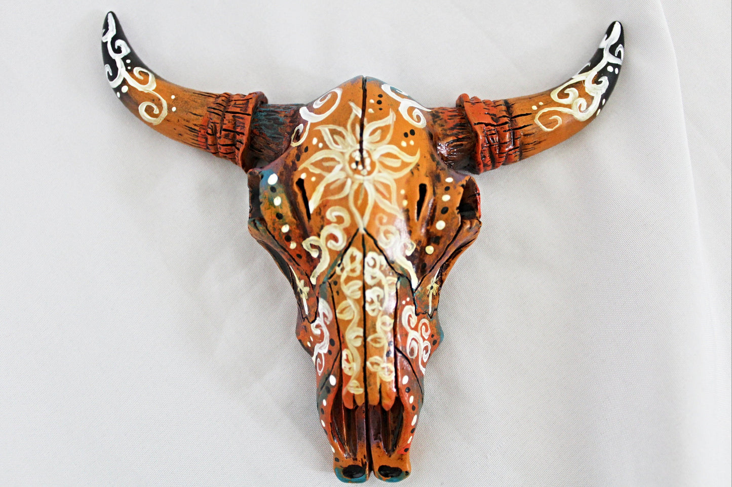 Miniature Bull Skull Floral Wall Hanging