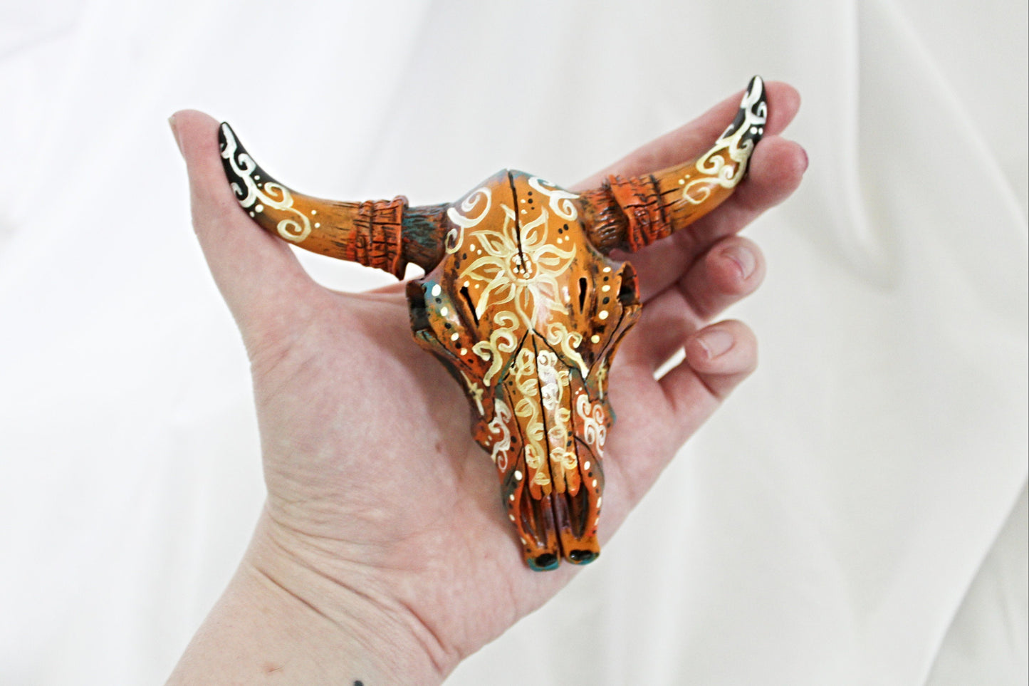 Miniature Bull Skull Floral Wall Hanging