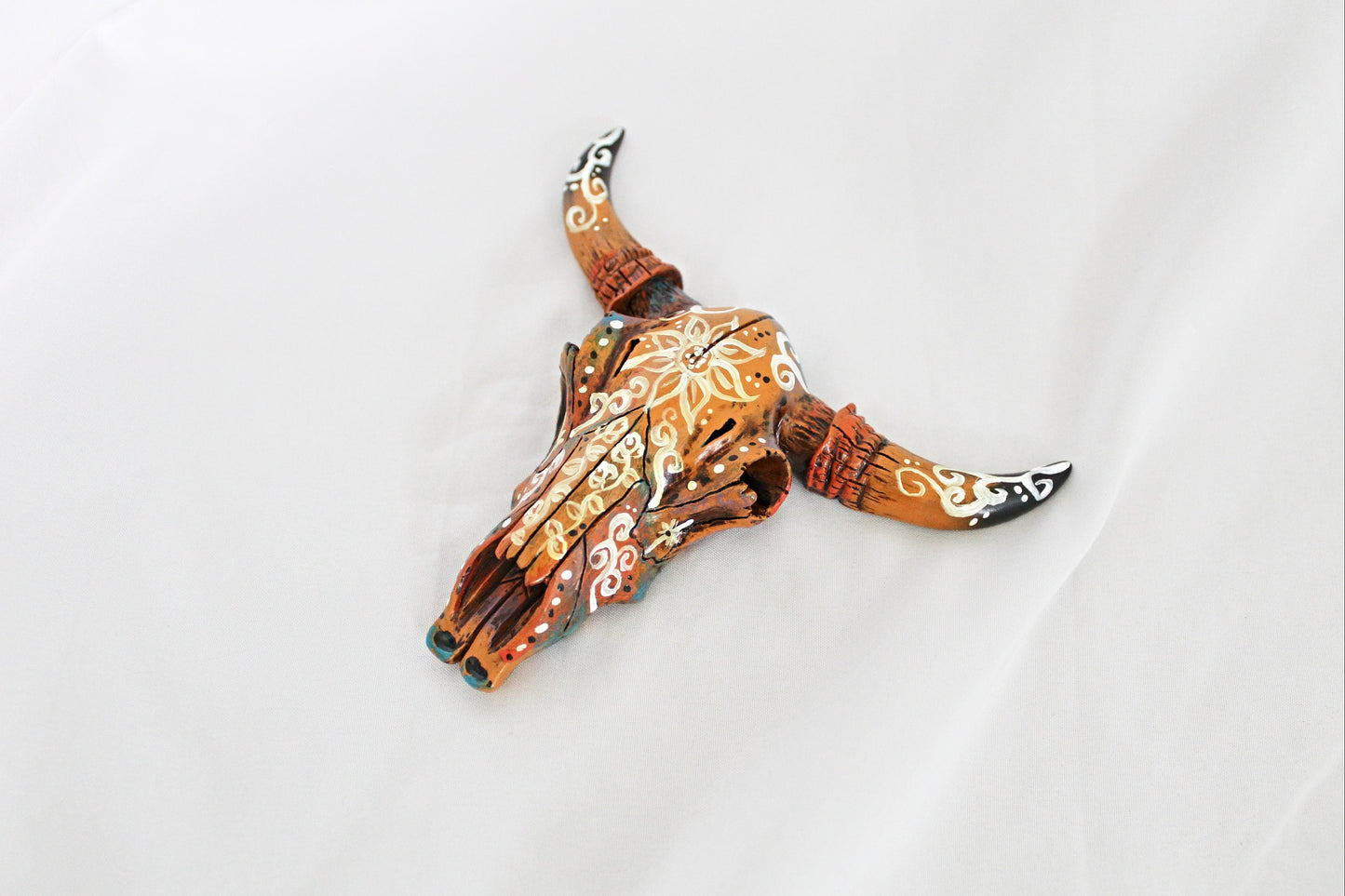 Miniature Bull Skull Floral Wall Hanging