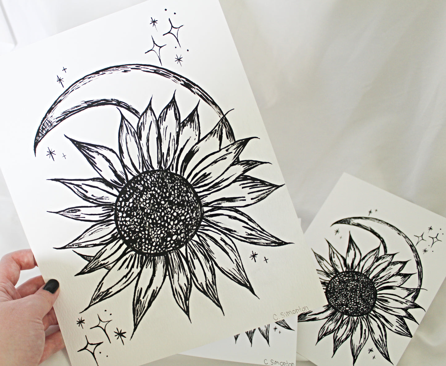 Moon and Sunflower Art Print