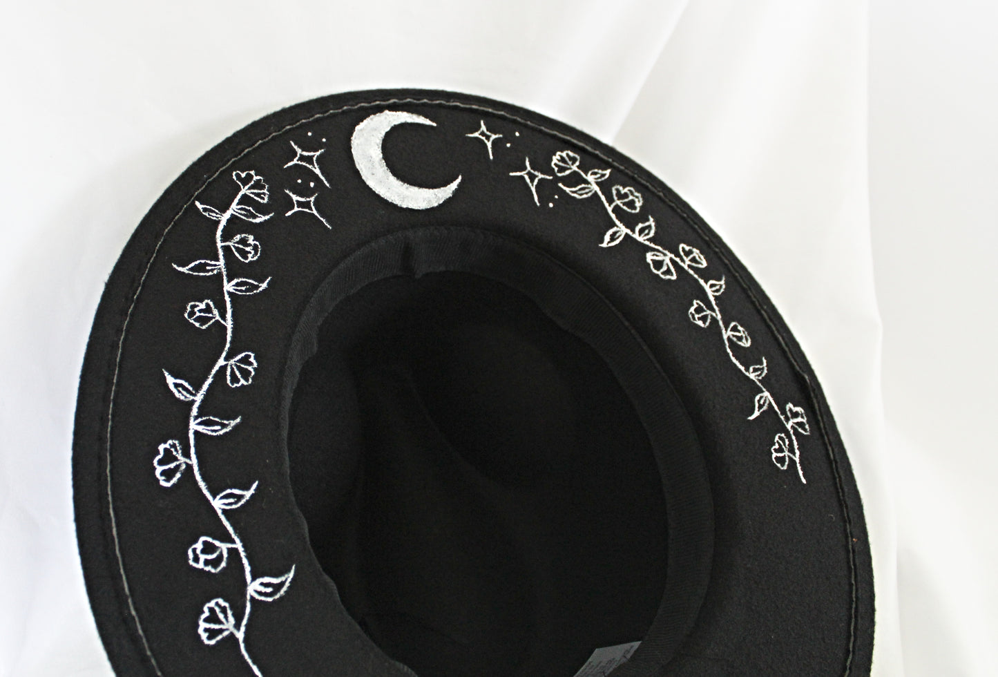 Hand Painted Witchy Crescent Moon Hat
