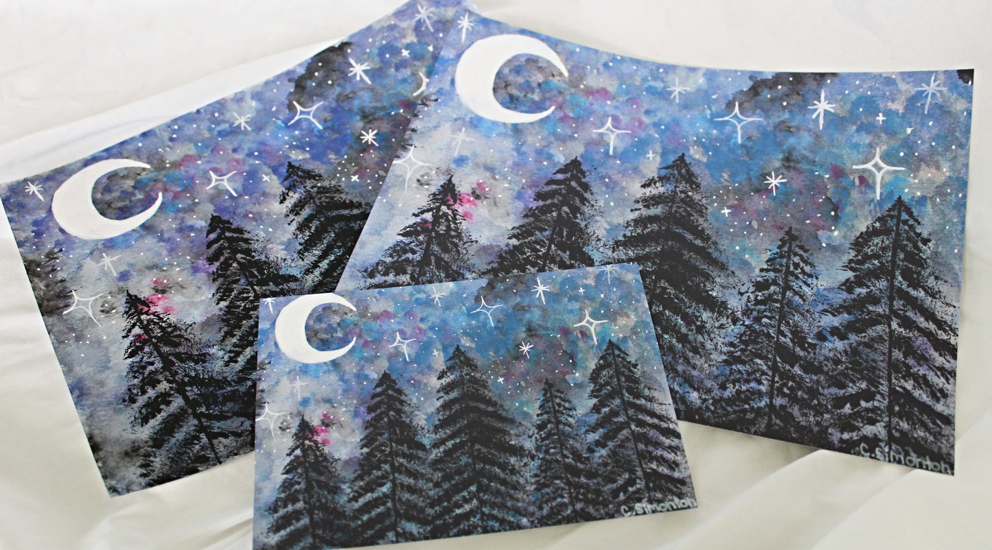 Forest Night Scene Art Print