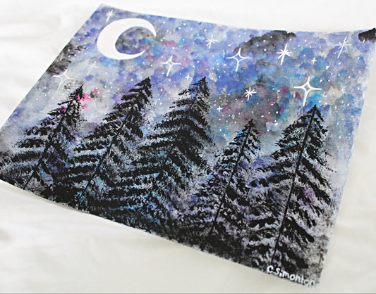 Forest Night Scene Art Print