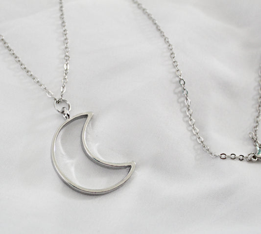 Simple Silver Moon Necklace