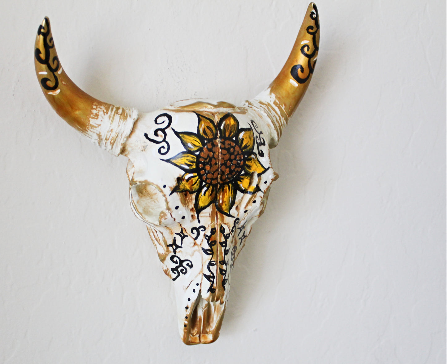 Sunflower Bull Skull Wall Hanging