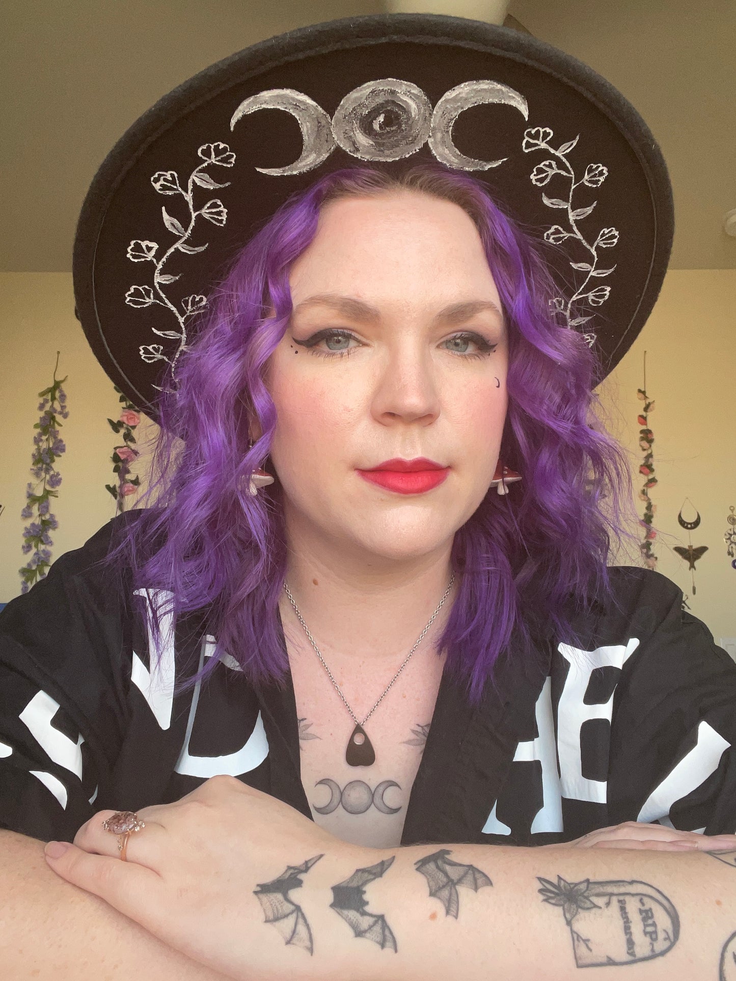 Hand Painted Triple Moon Hat
