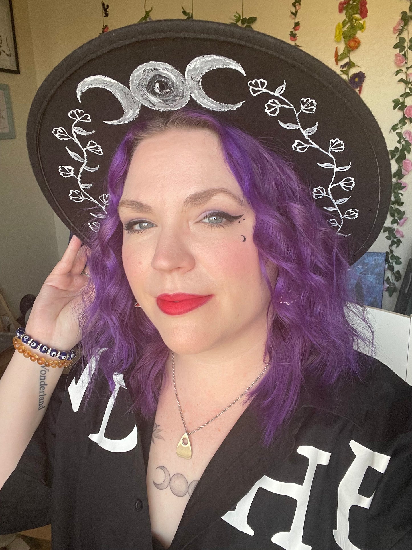 Hand Painted Triple Moon Hat