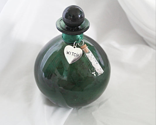 Potion Bottle Bath Salts Featuring Witch Charm and Rose Quartz Charm