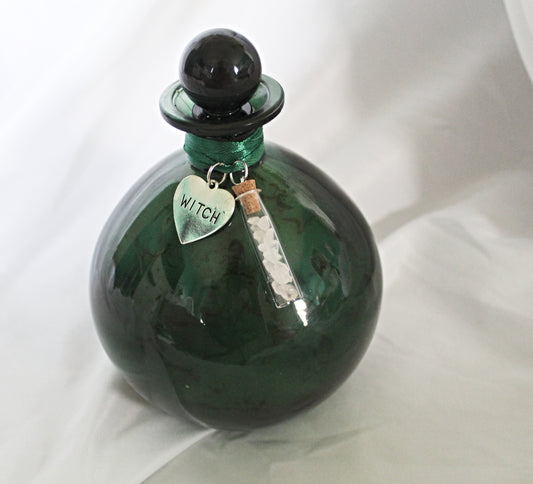 Potion Bottle Bath Salts Featuring Witch Charm and Rose Quartz Charm