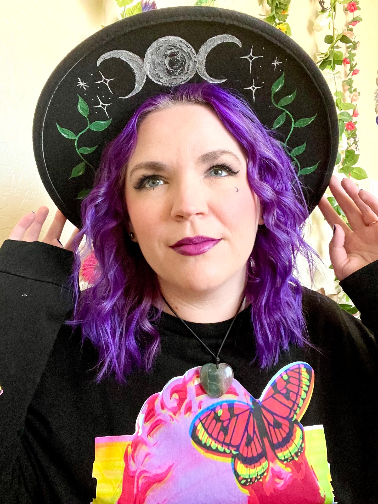 Hand Painted Triple Moon Hat