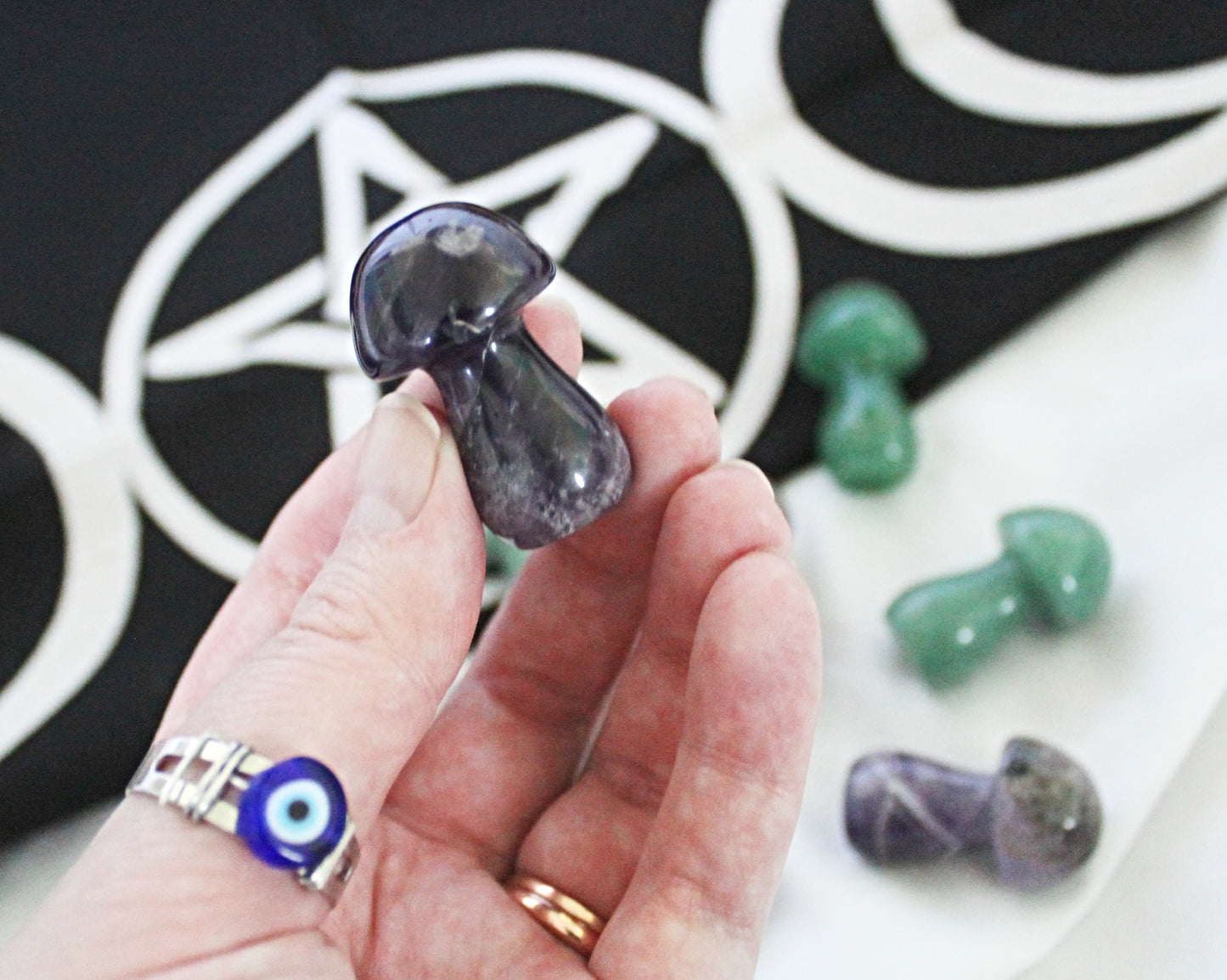 Crystal Mushrooms Amethyst and Green Aventurine