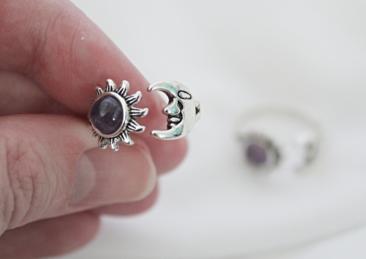 Purple Sun and Moon Adjustable Ring