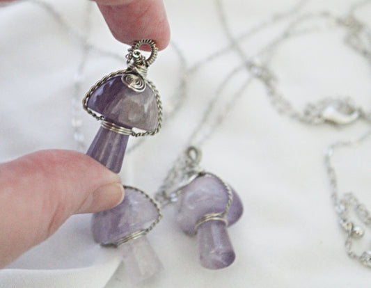 Amethyst Mushroom Necklace