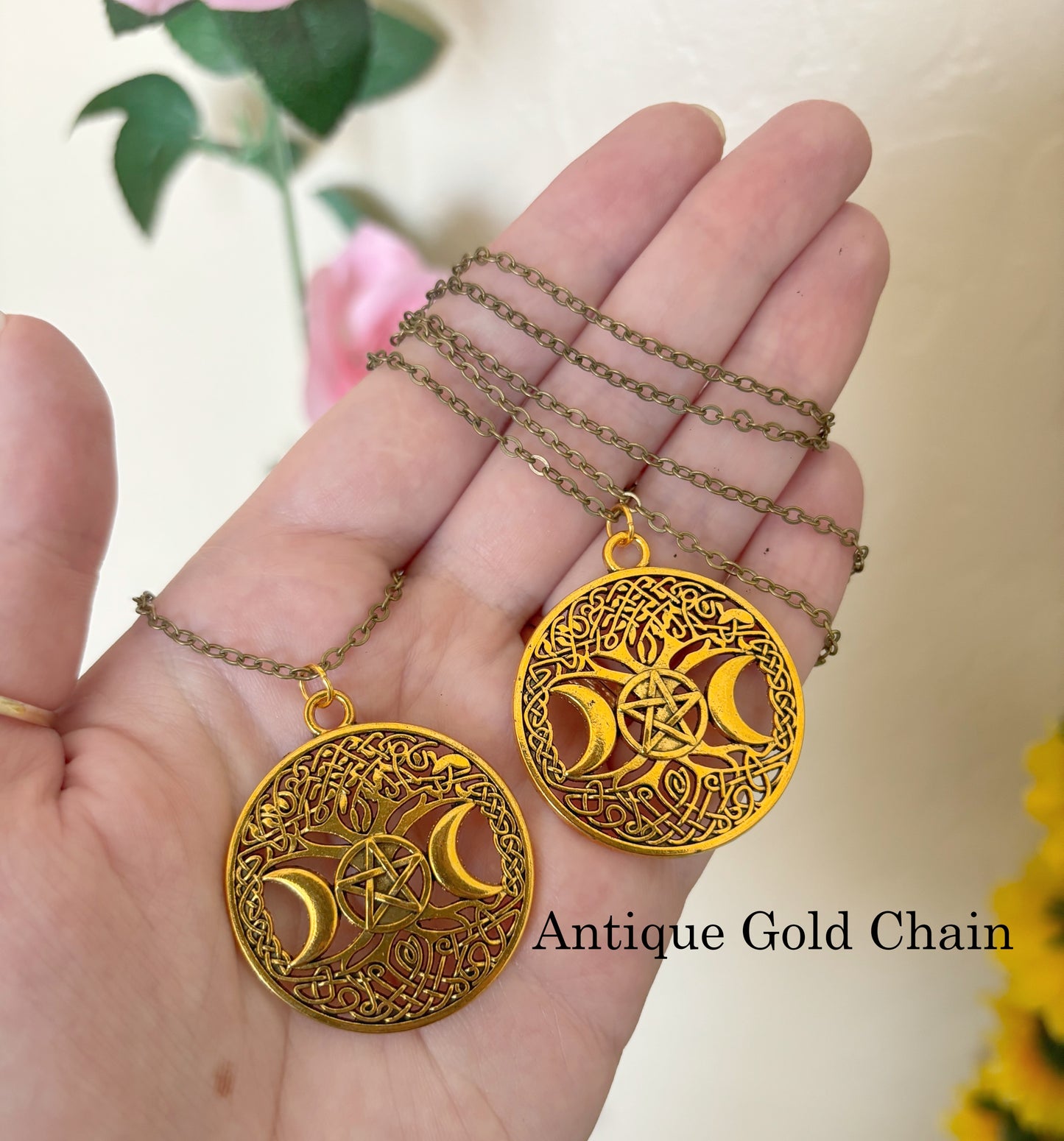 Triple Moon Tree of Life Necklace