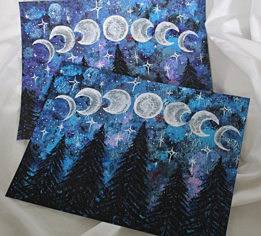 Moon Phases Forest Art Print