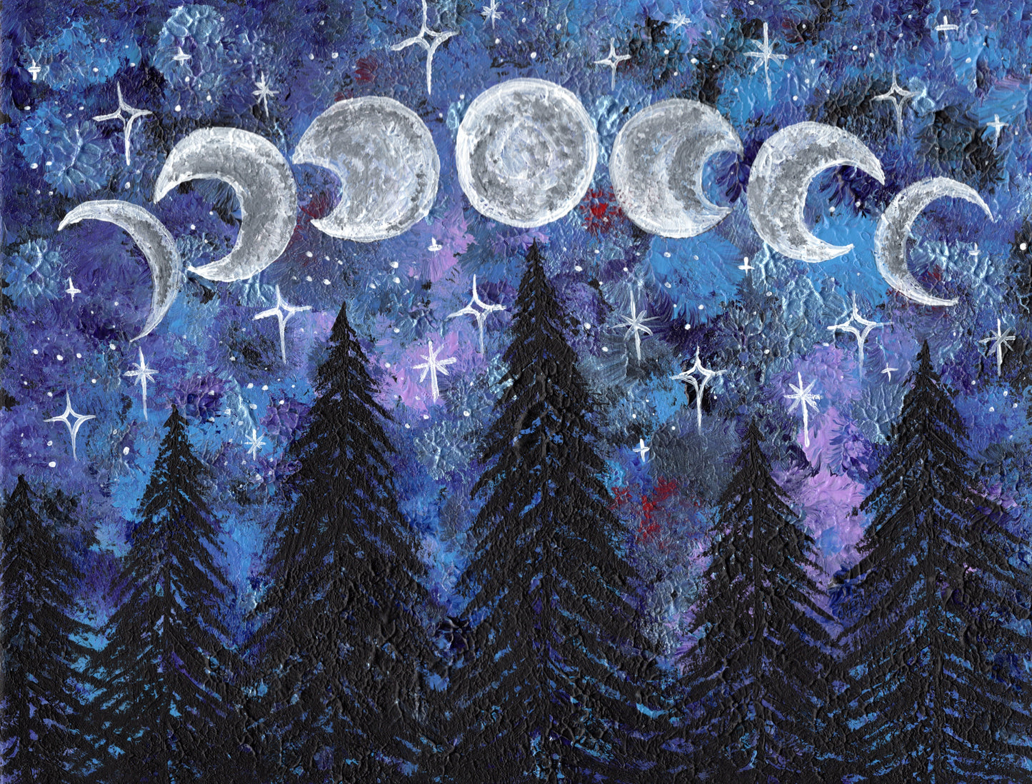 Moon Phases Forest Art Print