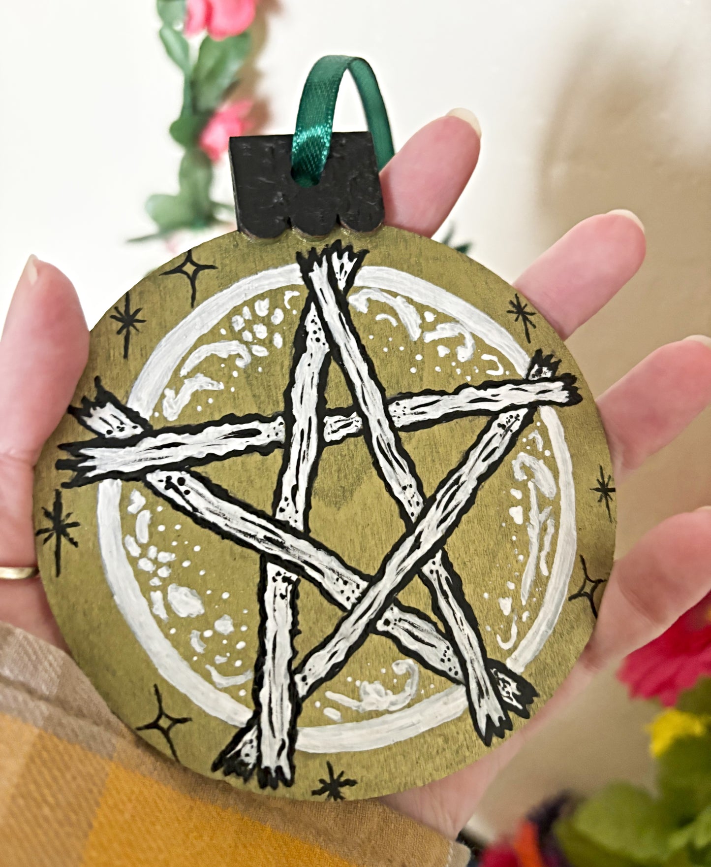 Hand Painted Pentacle Ornament