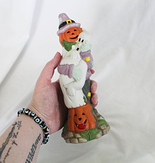 Vintage Pumpkin and Ghost Figurine