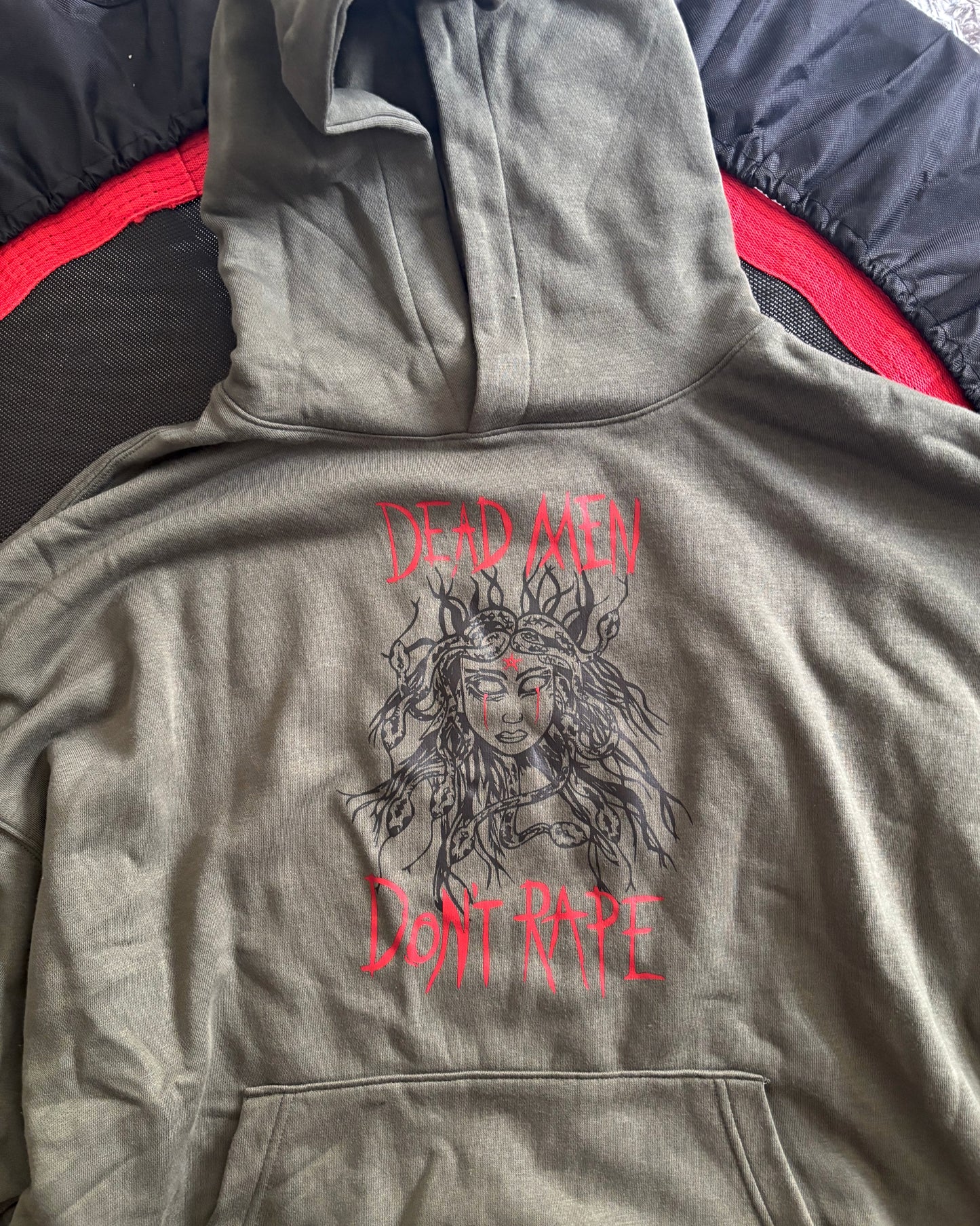 Medusa Dead Men Don't Rape Olive Green Hoodie
