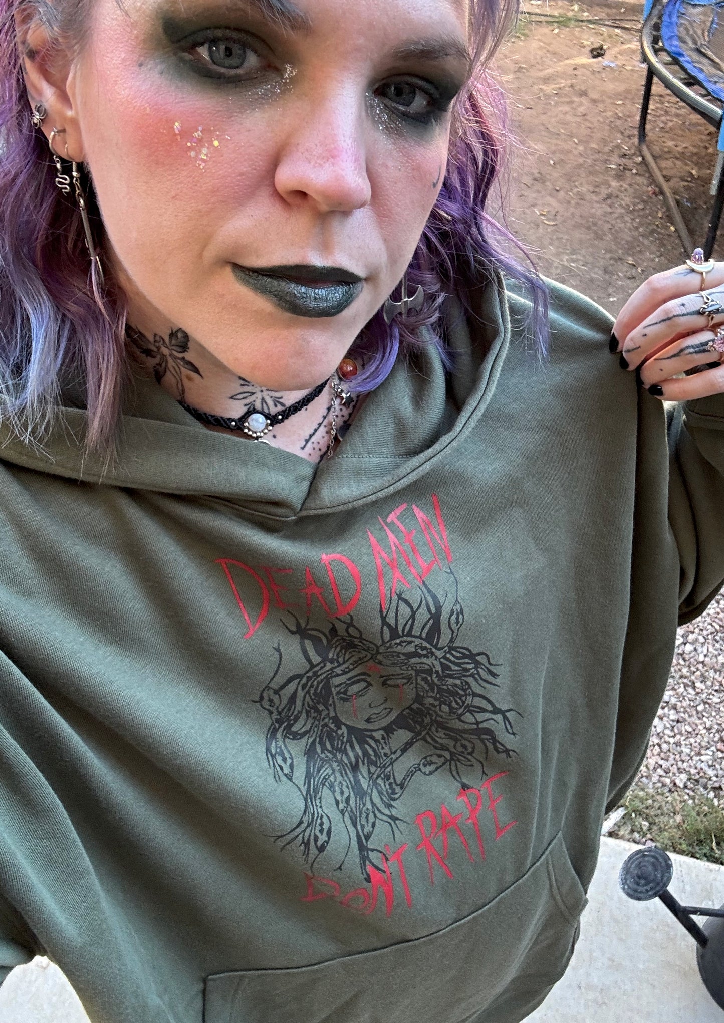 Medusa Dead Men Don't Rape Olive Green Hoodie