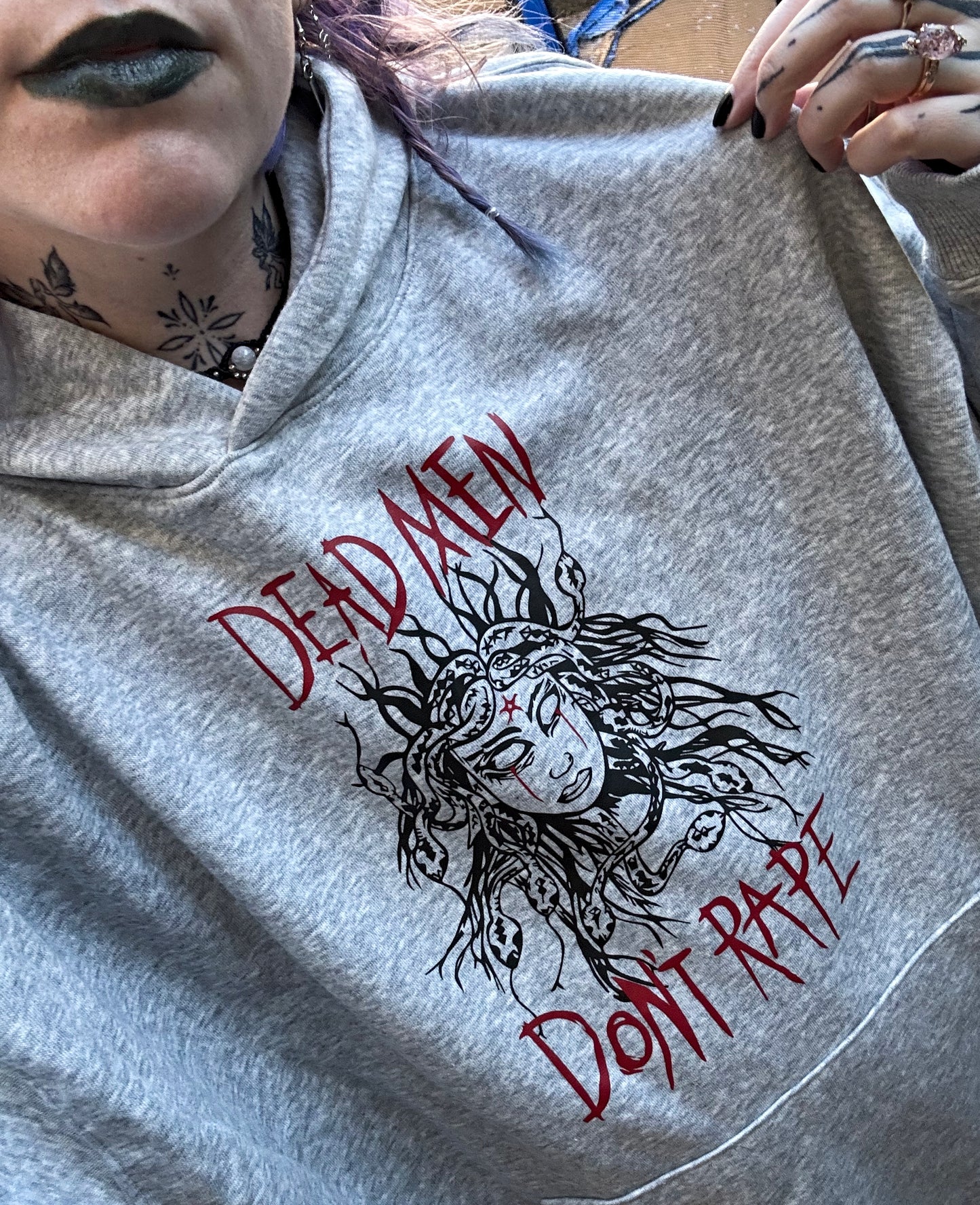 Medusa Dead Men Don't Rape Light Gray Hoodie