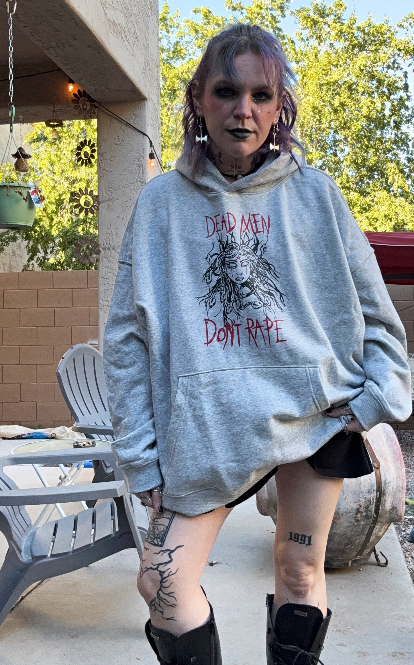 Medusa Dead Men Don't Rape Light Gray Hoodie