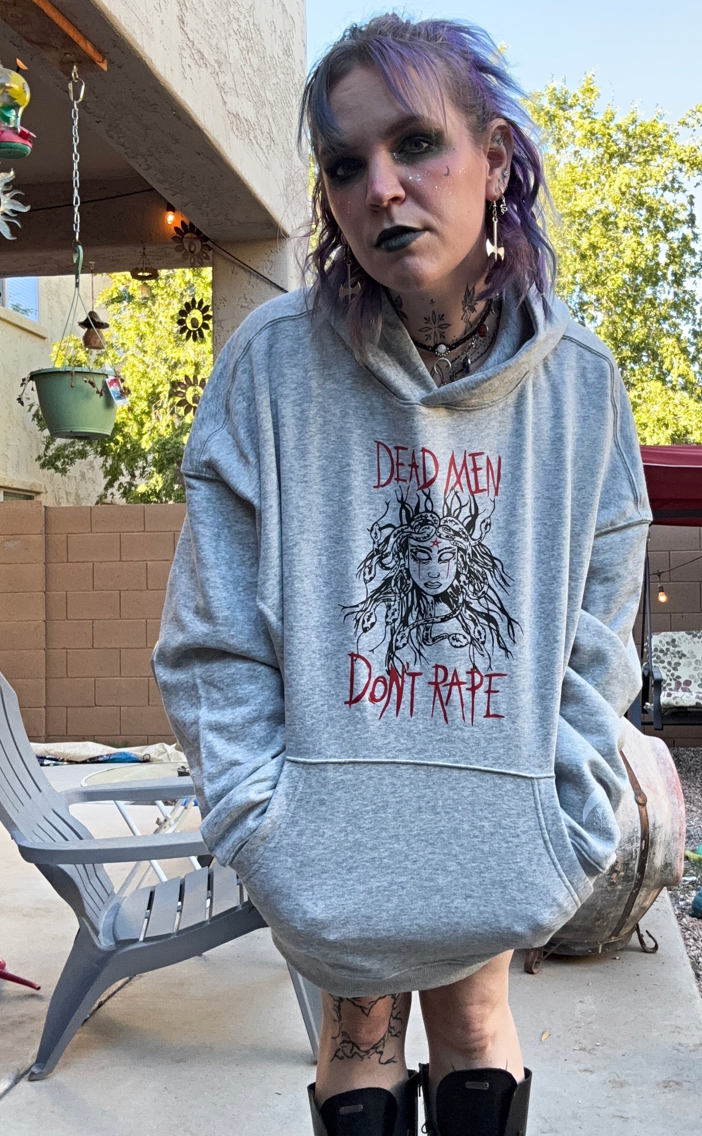 Medusa Dead Men Don't Rape Light Gray Hoodie