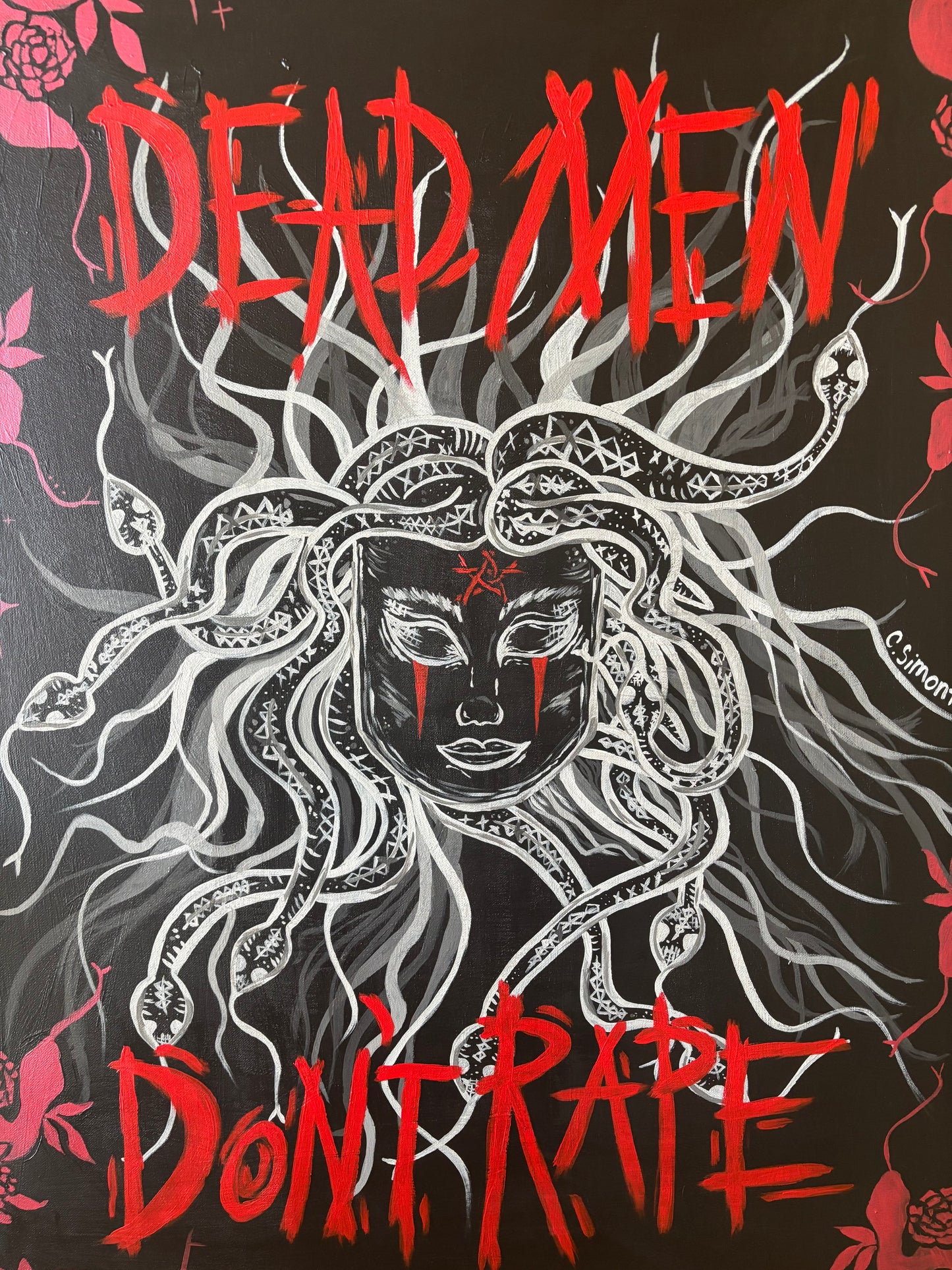 Medusa Dead Men Don't Rape Acrylic Painting