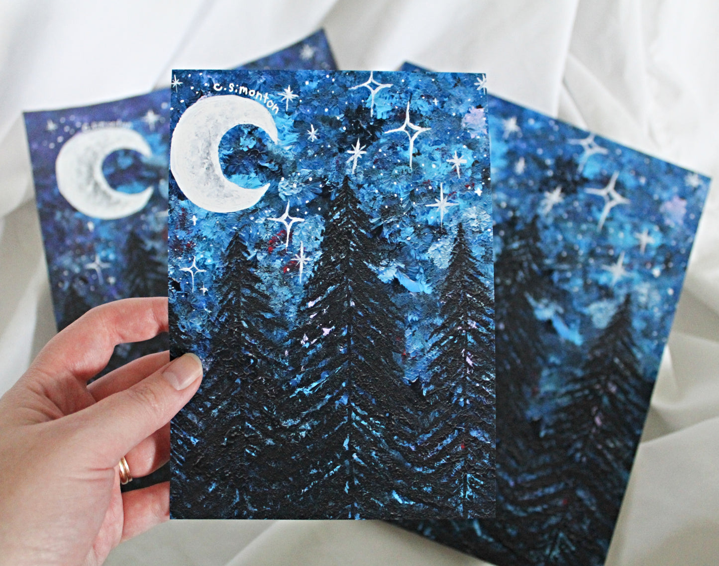 Night Sky Forest Moon Art Print