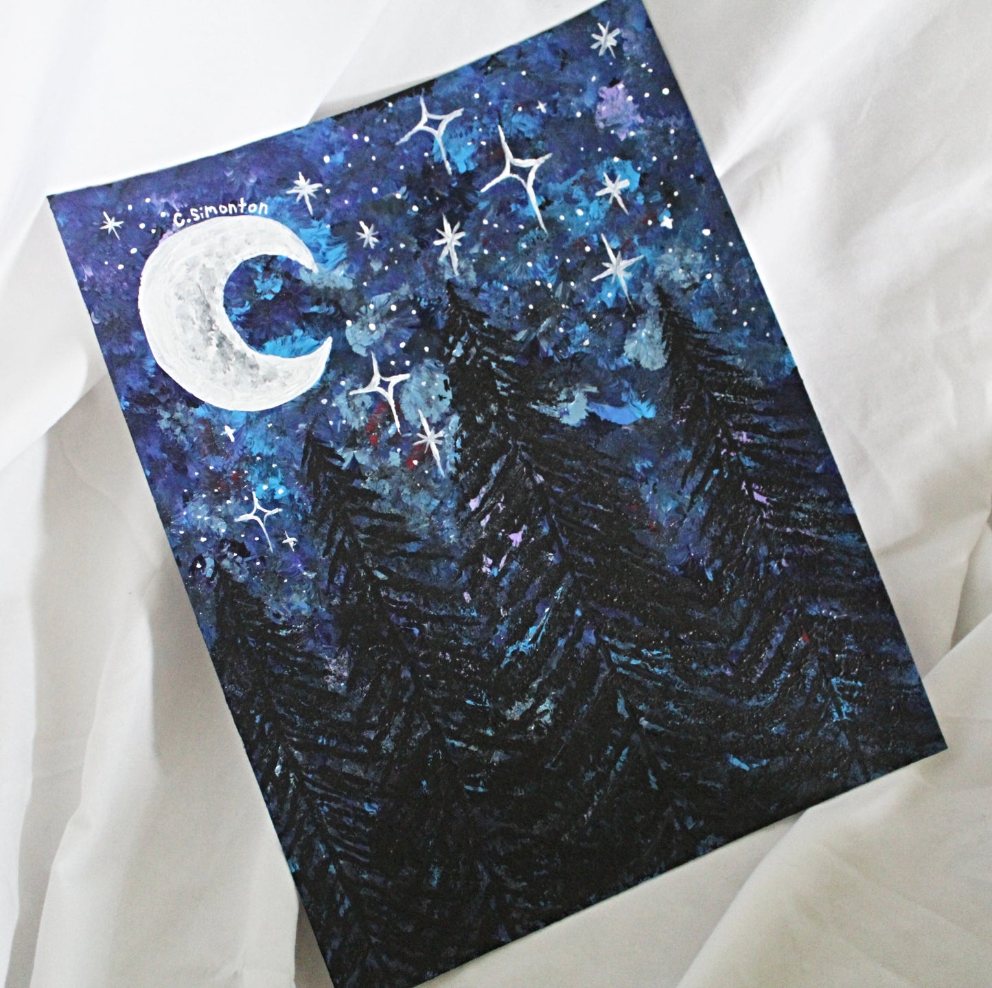 Night Sky Forest Moon Art Print