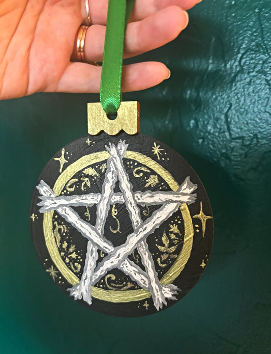 Hand Painted Pentacle Ornament