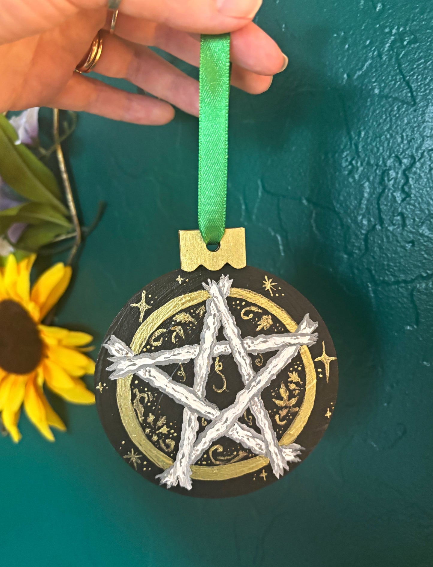 Hand Painted Pentacle Ornament