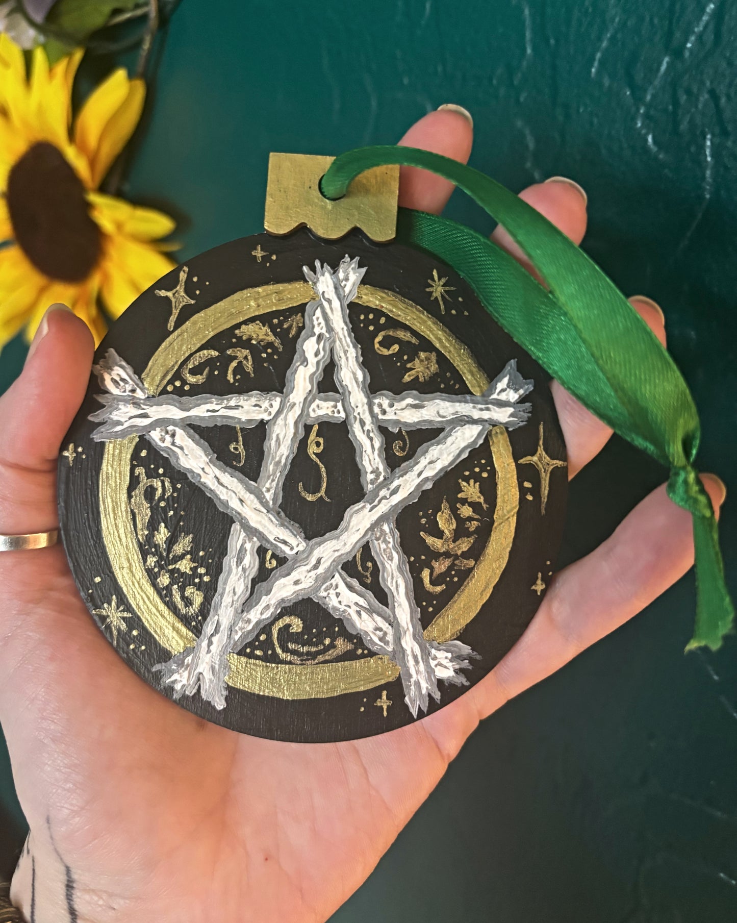 Hand Painted Pentacle Ornament