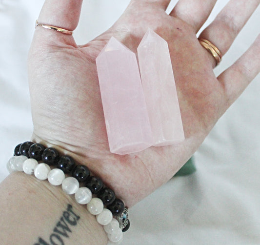 Green Aventurine and Rose Quartz Points