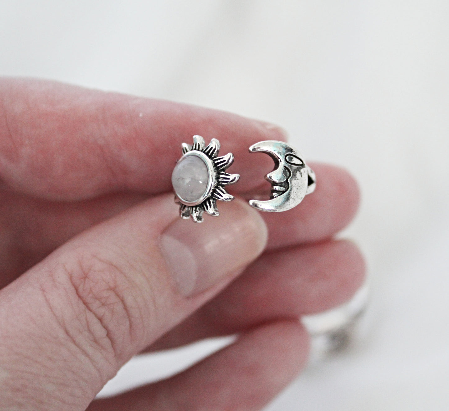 Light Pink Moon and Sun Adjustable Ring