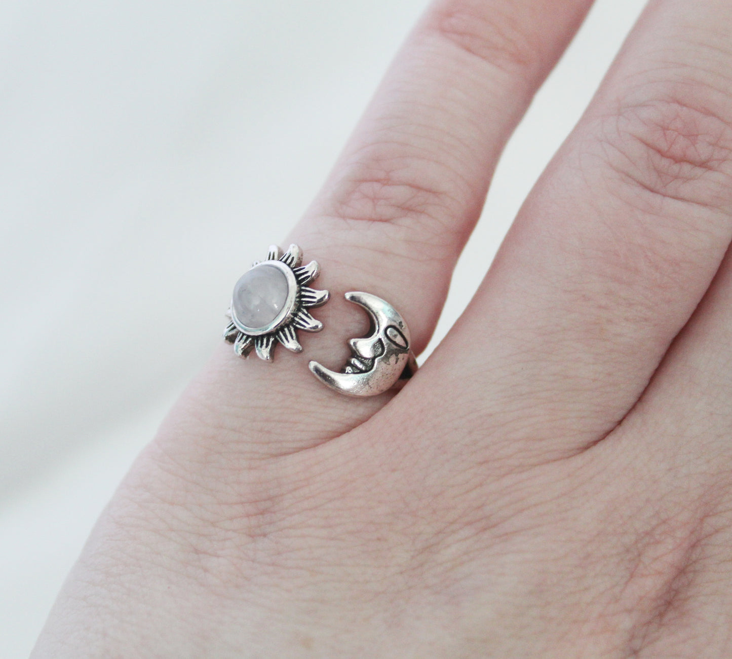Light Pink Moon and Sun Adjustable Ring