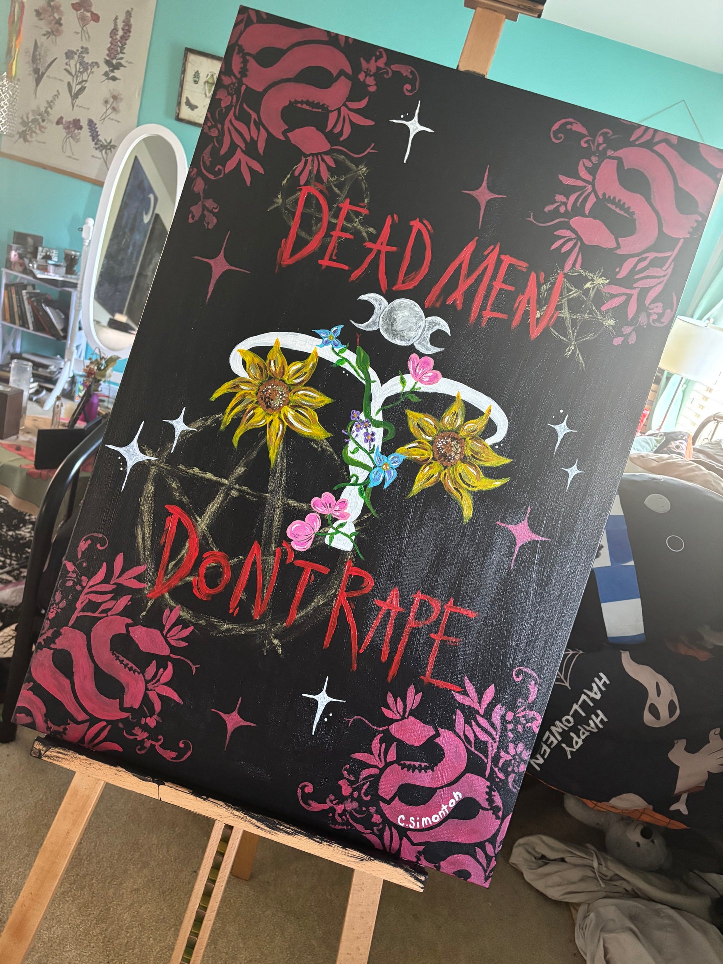 Dead Men Don't Rape Acrylic Painting on Stretched Canvas