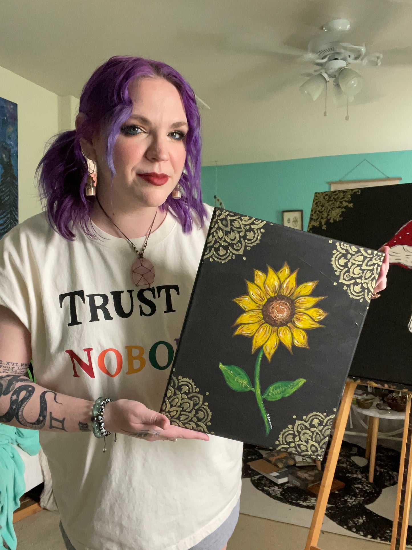 Sunflower Whimsigoth Acrylic Painting