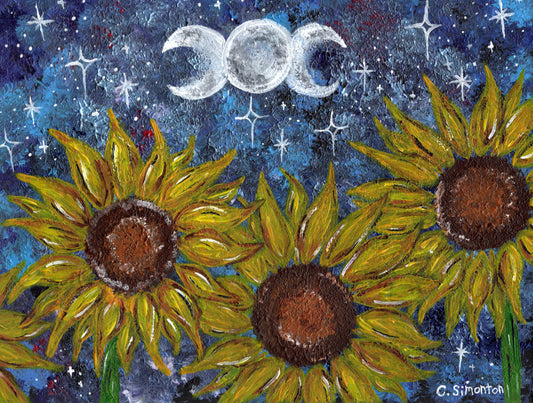 Sunflower Triple Moon Art Print