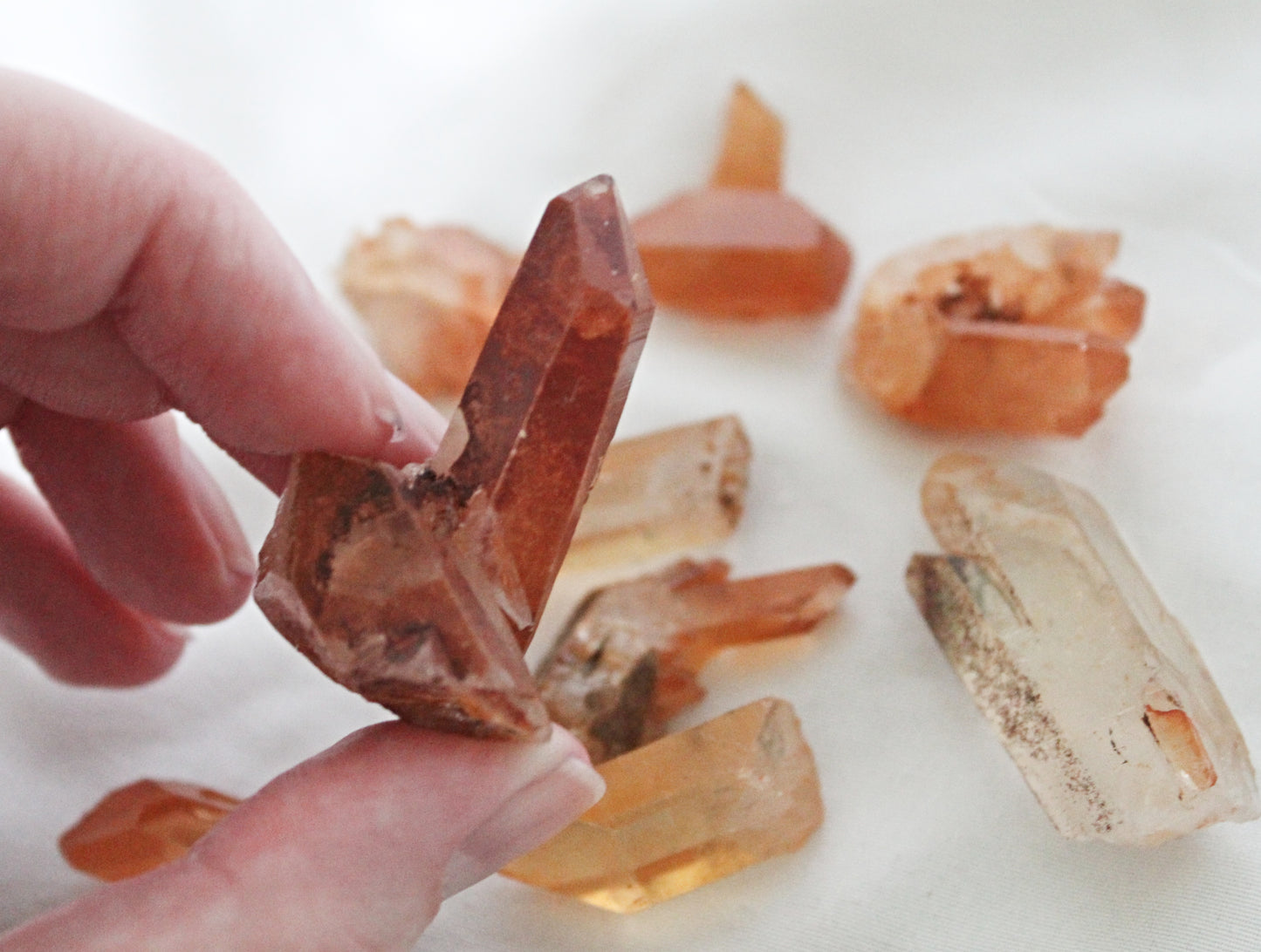 Tangerine Quartz Raw Crystal Clusters and Points