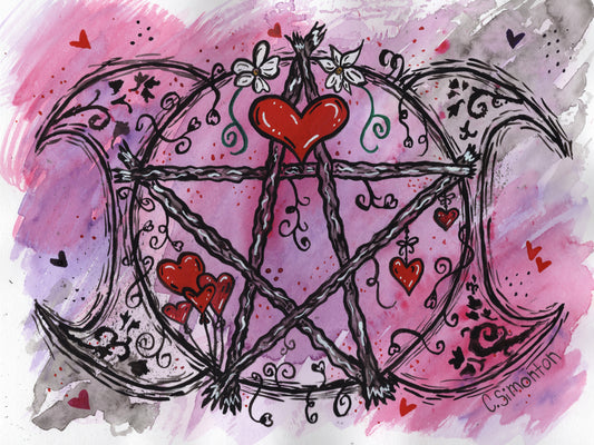 Valentine's Day Triple Moon Art Print