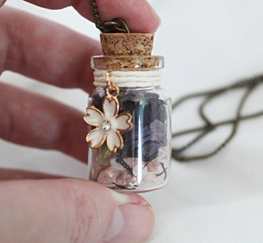Wildflower Spell Jar Necklace featuring Amethyst