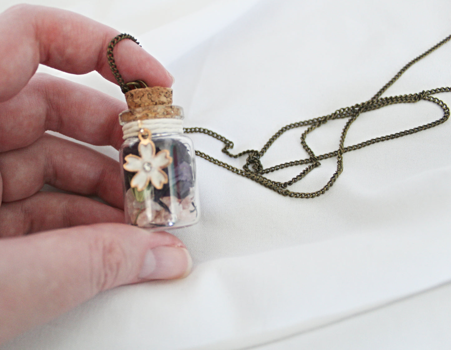 Wildflower Spell Jar Necklace featuring Amethyst