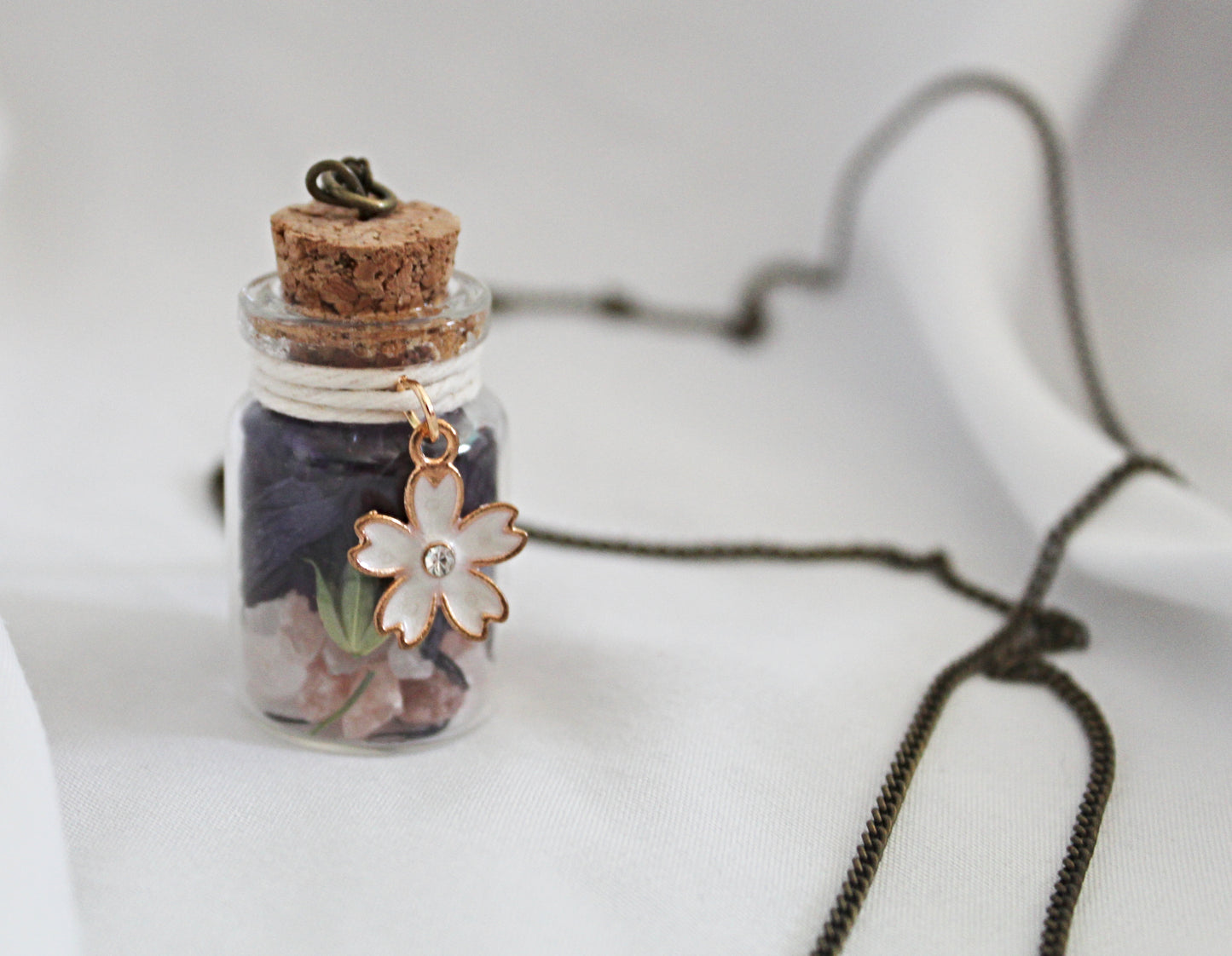 Wildflower Spell Jar Necklace featuring Amethyst