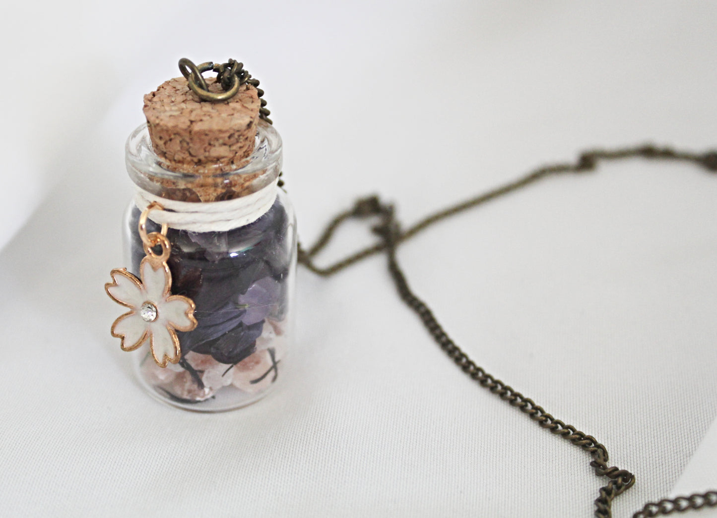 Wildflower Spell Jar Necklace featuring Amethyst