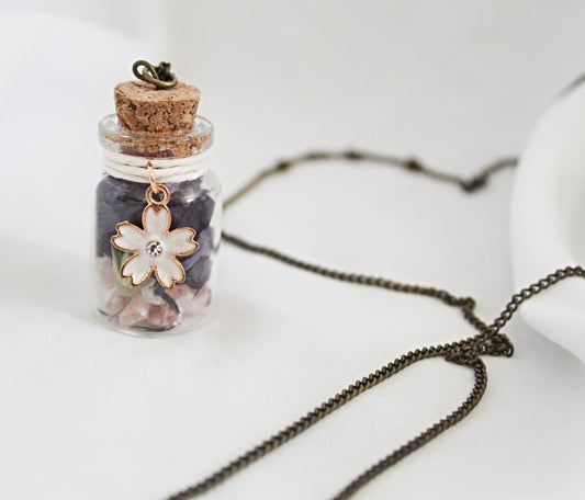 Wildflower Spell Jar Necklace featuring Amethyst