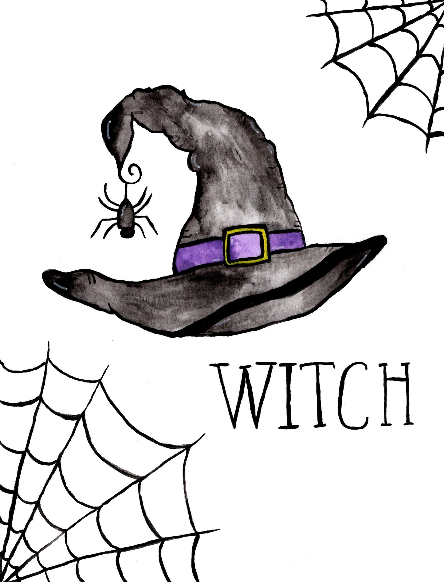Witch Hat Watercolor Painting Art Print